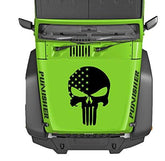 USA Skull Hood Decal Punisher American Flag set of 3 decals Fits Wrangler JK TJ YJ XJ CJ LJ Universal Truck Ram F